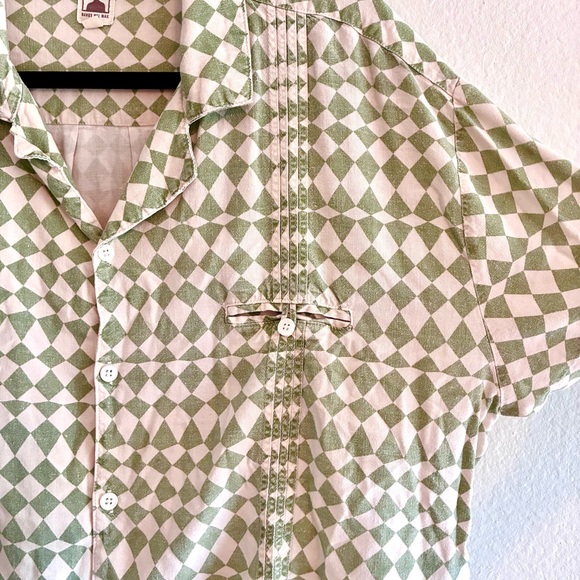 Dandy Del Mar Funky Diamond Print Button Up Short Sleeve, Mens XXL - Picture 1 of 6